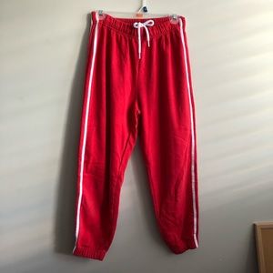 red garage sweatpants